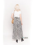 Wide Leg Trousers in Black and White Zebra Leopard Print