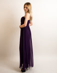 Pleated Bust Maxi Dress (Purple)
