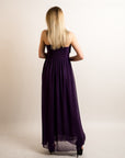 Pleated Bust Maxi Dress (Purple)