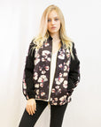 Black floral Print Bomber Jacket