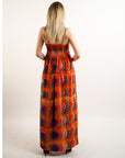 Printed Chiffon Maxi Dress KK6228 (ORANGE STRIPE PRINT)