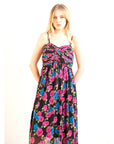 Printed Chiffon Maxi Dress KK6228 (PINK BLUE FLORAL PRINT)