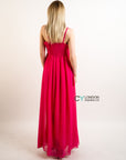 Pleated Bust Maxi Dress (Pink)