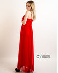 Pleated Bust Maxi Dress (Red)