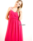 Pleated Bust Maxi Dress (Pink)