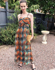 Printed Chiffon Maxi Dress (BLACK STRIPE PRINT)