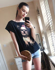 Cute dog and sun-glass print T-shirt