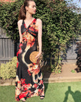 Floral Print Maxi Dress (Black)