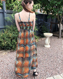 Printed Chiffon Maxi Dress (BLACK STRIPE PRINT)