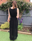 Chiffon Cross Wrap Maxi Dress in black color