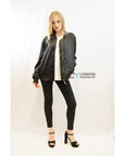 Black Color Satin Quilted Bomber Jacket