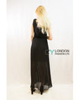 Chiffon Cross Wrap Maxi Dress Black