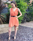 Wrap Chiffon dress (Coral)