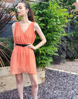 Wrap Chiffon dress (Coral)