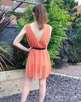 Wrap Chiffon dress (Coral)