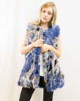 Blue Watercolor Soft Faux Fur Gilet