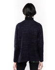 Relaxed Ribbed Cable Navy Color Cardigan