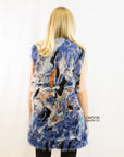 Blue Watercolor Soft Faux Fur Gilet
