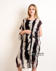 Navy Blue and cream contrast Print oversized tunic dress