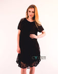 Lace and chiffon patchwork dress (Black)