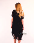 Lace and chiffon patchwork dress (Black)