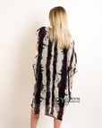 Navy Blue and cream contrast Print oversized tunic dress