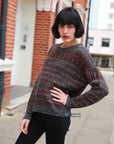 Stripe Print Thick Warm Jumper (Brown)