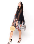floral and bird print shift dress