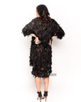 Feather look and star pattern shirt dress