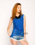 Floral Pattern Crochet Vest Top