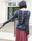 Metallic gold trims Fair-isle Print Jumper