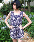 Floral print tassel vest top and shorts suits co-ords