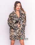 Trendy Leopard print faux fur oversized coat