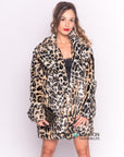 Trendy Leopard print faux fur oversized coat