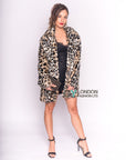 Trendy Leopard print faux fur oversized coat