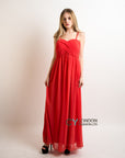Pleated Bust & Sweetheart Neckline Maxi Dress (Rose)