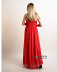 Pleated Bust & Sweetheart Neckline Maxi Dress (Rose)