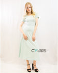 Scoop Neck Short Sleeves Cotton Maxi Dress