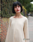 Wool blend knitted ribbed dress
