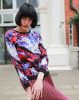 Multi color brushed mohair jumper