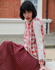 Metallic gold trims Fair isle Print Jumper