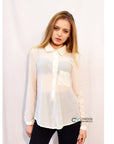 Plain Color Chiffon Shirt (Cream)