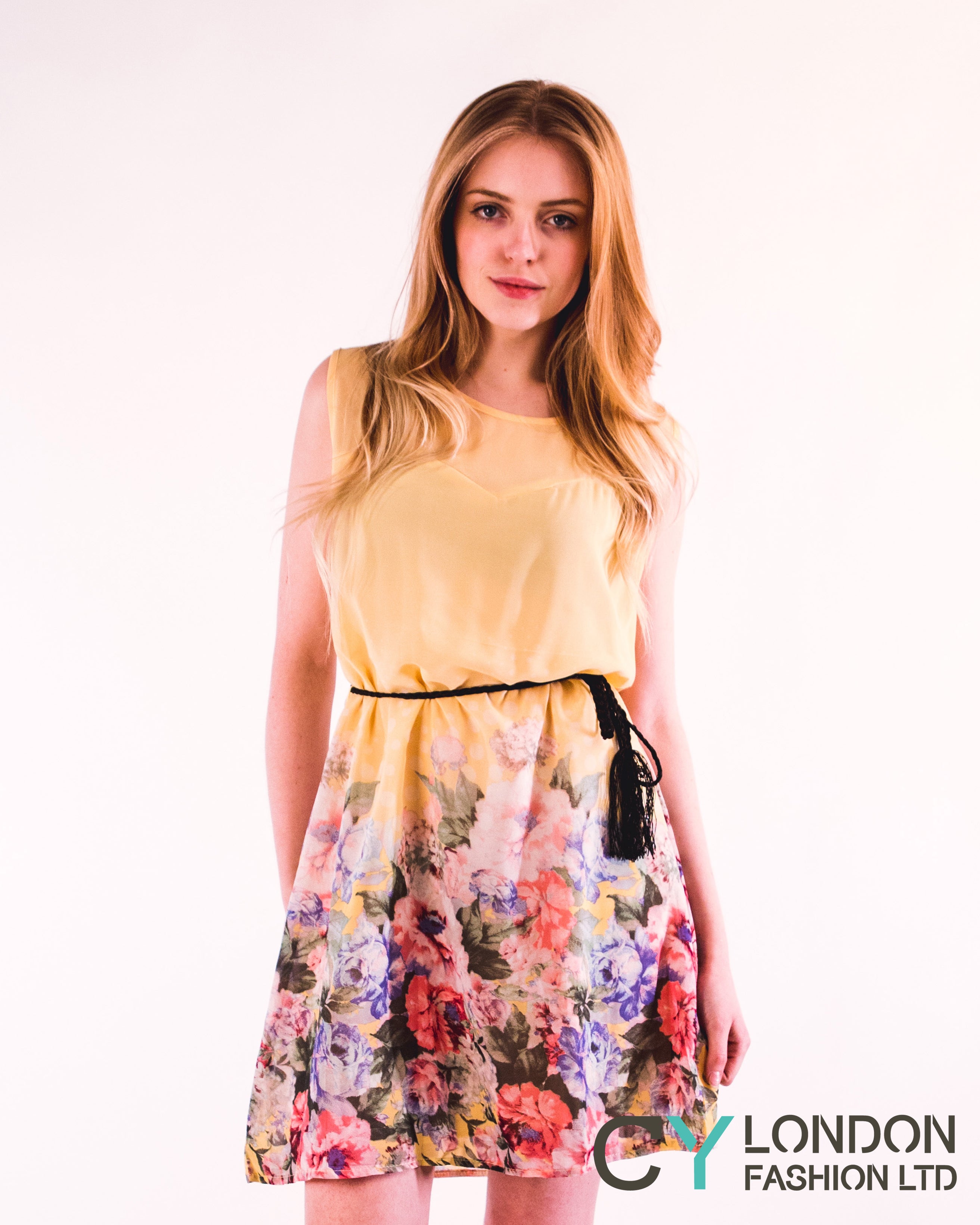 Floral Print Black Chiffon Dress (Red) – CYLONDON