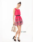 Floral jewelry print silky skater dress