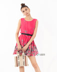 Floral jewelry print silky skater dress
