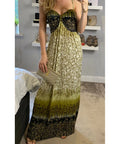 Multi Leaves Print Maxi Dress