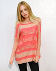 Pink stripe with eyelet lace knitted Jumper