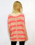 Pink stripe with eyelet lace knitted Jumper