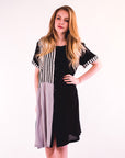 Stripe Print Cotton Dress (Blue)