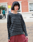 Stripe Print Thick Warm Jumper (Black)